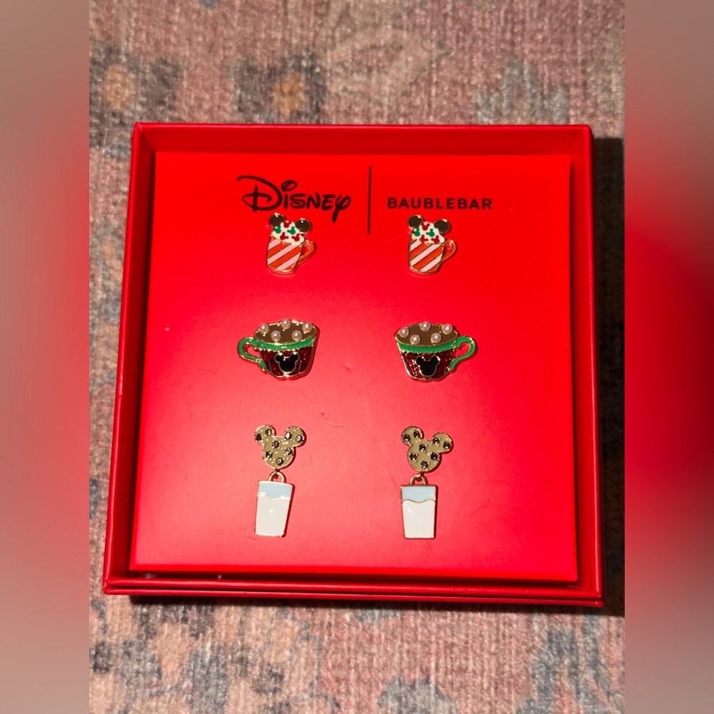 Disney X Baublebar Holiday 3 Sets Of Disney Themed Holiday Drink Stub Earrings